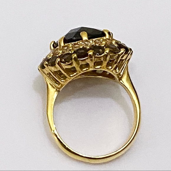 Vintage Smoky Topaz CZ Statement Ring Size 7 - Picture 5 of 16
